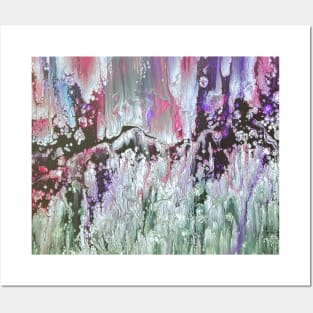 Abstract Mountains in Green Purple and White Posters and Art